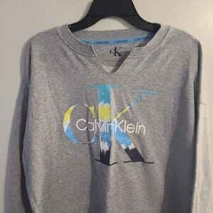 Calvin Klein Gray Sweatshirt with Blue and Yellow Logo